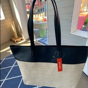 Joe Fresh Straw & Faux Leather Tote